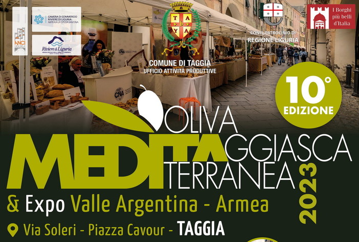 Decima edizione di Meditaggiasca &amp; Expo Valle Argentina-Armea: dal 13 al 14 maggio tornano nel centro storico di Taggia le aziende e i prodotti tipici del territorio