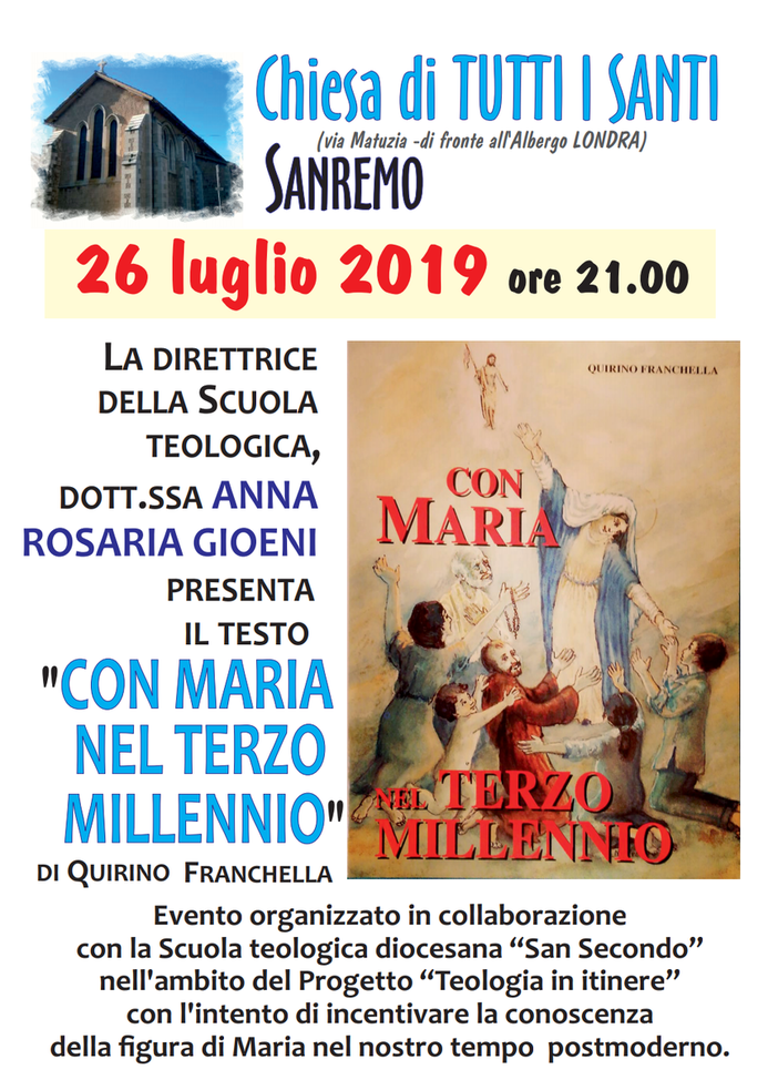 Sanremo: nuova presentazione del libro “Con Maria nel Terzo millennio” nella Chiesa di tuti i Santi di corso Matuzia