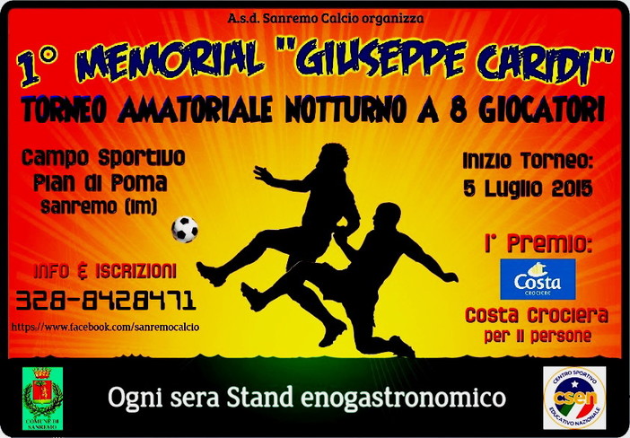 L'associazione Sanremo Calcio organizza per il mese di luglio il 1° memorial 'Giuseppe Caridi'