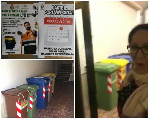 Imperia: video denuncia della capogruppo M5S Maria Nella Ponte &quot;I bidoni del porta a porta dentro all'atrio dei condomini&quot;