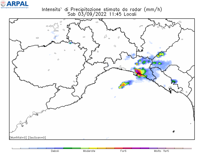 In provincia di Imperia, allerta meteo gialla per temporali prolungata fino alle 20