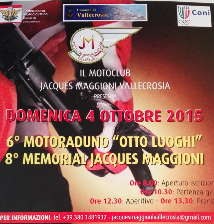 Con il Moto Club 'Jacques Maggioni' domenica prossima la sesta edizione del motoraduno 'Otto Luoghi'