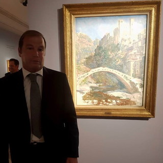 Un quadro di Dolceacqua dipinto da Claude Monet esposto alla mostra del Vittoriano di Roma