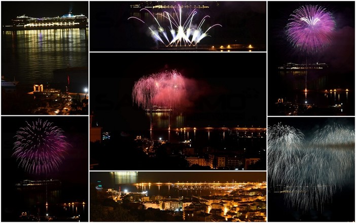 Sanremo: la 'Msc Poesia' dei 1.500 ingegneri transita davanti alla città per la magia dei fuochi d'artificio (Foto)