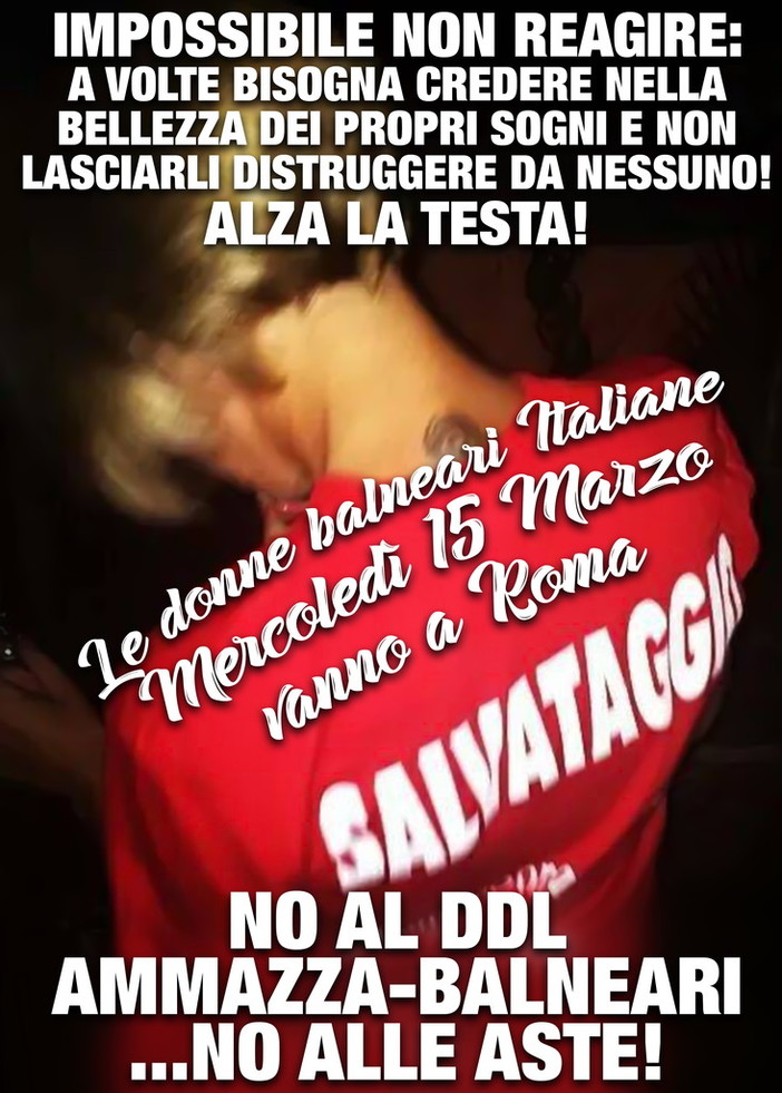 Le donne balneari italiane in una lunga catena per dire ‘No’ alle aste in Piazza Montecitorio dalle 11 alle 14