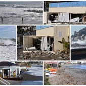 Sanremo: mareggiata di stanotte, danni contenuti al porto ma molto ingenti agli stabilimenti balneari (Foto)
