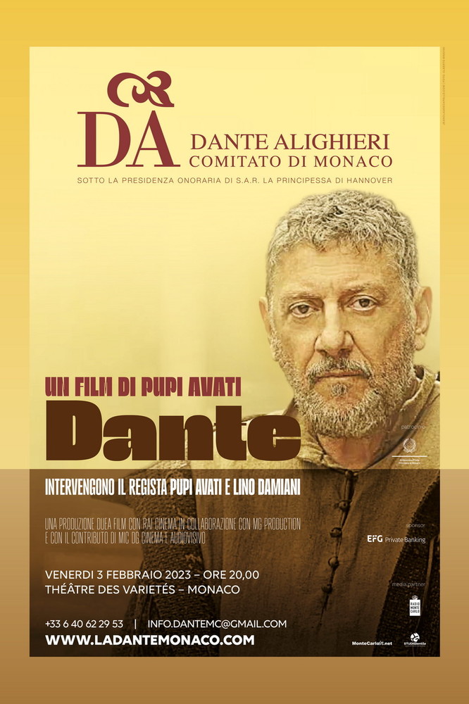 Il film di Pupi Avati 'Dante' in programma a febbraio presso il ‘Théâtre des Variétés’ di Monaco