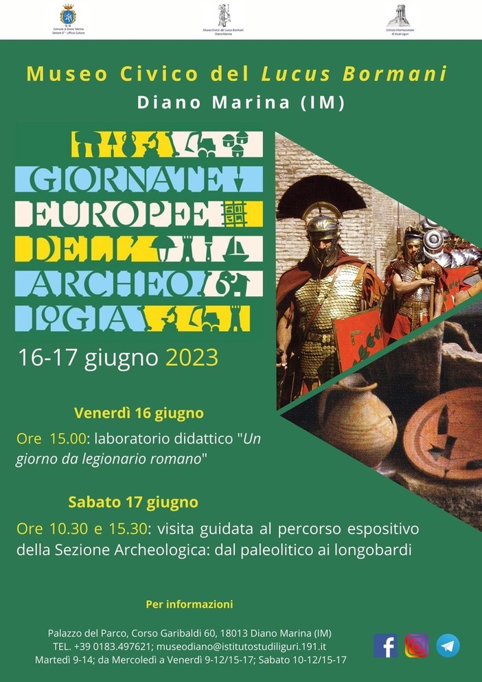 Diano Marina: il Museo Civico del Lucus Bormani aderisce alle Giornate Europee dell'Archeologia 2023