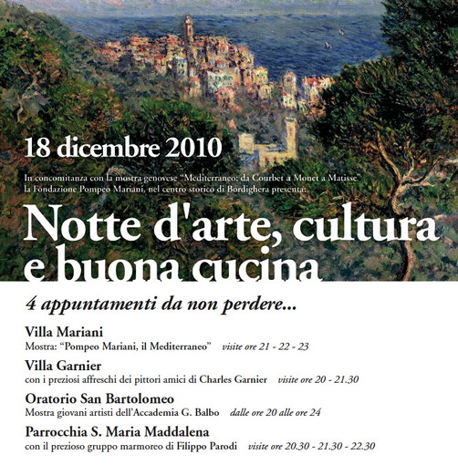 Bordighera: domani la 'Notte d'Arte, Cultura e Buona Cucina' nel centro storico