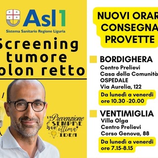 Screening tumore colon retto, ecco i nuovi orari nel distretto di Ventimiglia