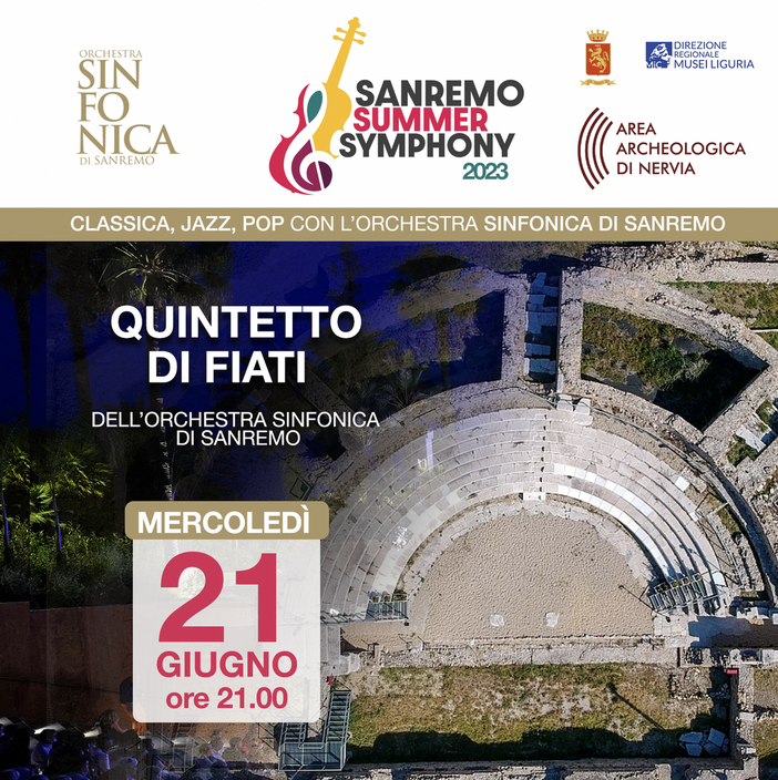 Ventimiglia: per la Festa della Musica concerto dei Fiati della Sinfonica di Sanremo all’Area Archeologica di Nervia