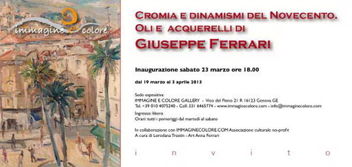 Sabato prossimo l'inaugurazione a Genova della mostra del pittore sanremese Giuseppe 'Pipin' Ferrari