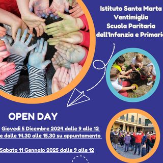 Ventimiglia: tra dicembre e gennaio il doppio appuntamento con l'Open Day all'istituto scolastico 'Santa Marta'