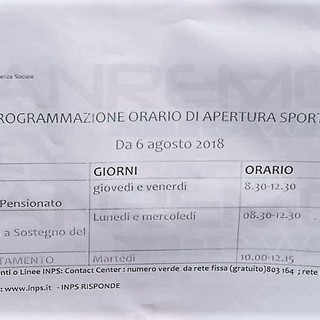 Sanremo: non si placano i problemi dell'Inps, gli utenti hanno un doppio orario che riporta come sede corso Cavallotti