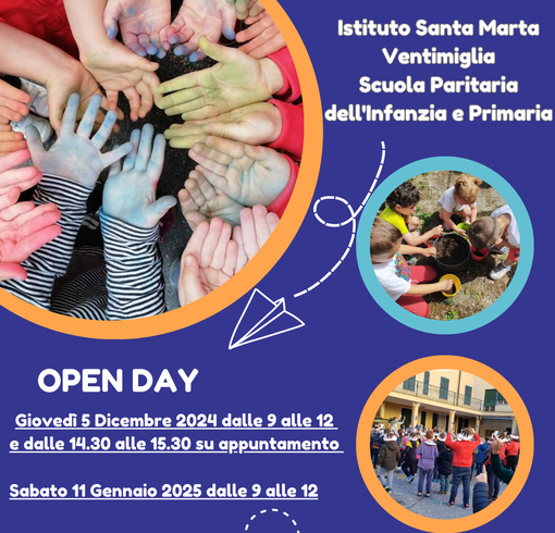 Ventimiglia: tra dicembre e gennaio il doppio appuntamento con l'Open Day all'istituto scolastico 'Santa Marta'