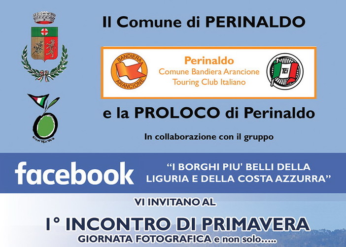 Perinaldo: Comune e gruppo Facebook organizzano per domenica prossima il 1° 'Incontro di Primavera'