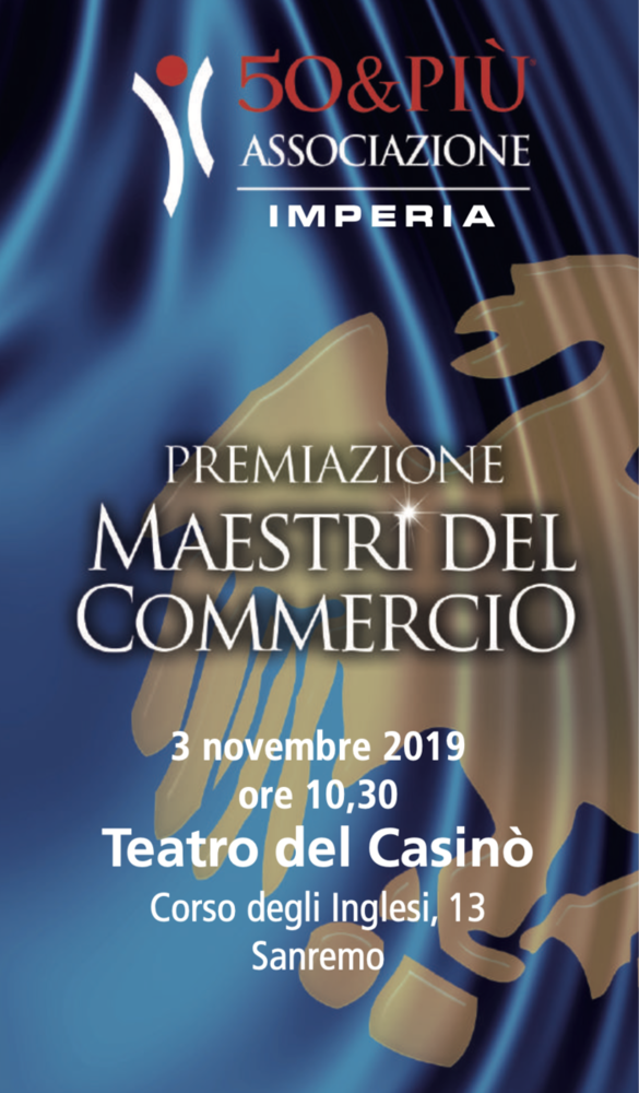 Sanremo: al Teatro del Casinò la premiazione “50&amp;Più”, riconoscimento per 22 imprenditori della provincia di Imperia