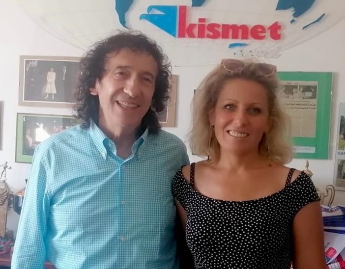 Foto: Cav. uff. Paolo Alberti, Fondatore e Presidente di sanremoJunior con Hristina Botvinovska, Presidente dell’&quot;International School of Culture and Art&quot; di Lugano (Svizzera).