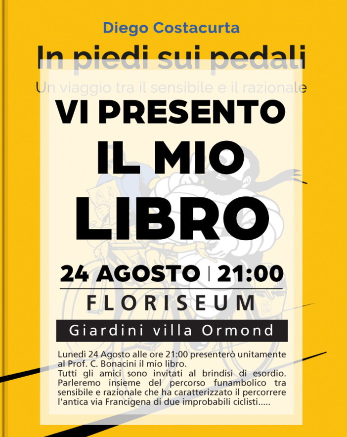 Sanremo: il 24 agosto verrà presentato alla Villa Ormond il libro dell'autore matuziano Diego Costacurta