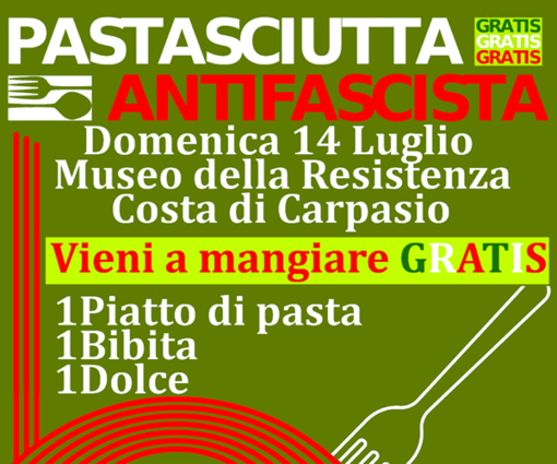A Montalto Carpasio è tutto pronto per la 3a edizione della 'Pastasciutta Antifascista'
