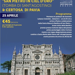 Sanremo: il 25 aprile pellegrinaggio a Pavia organizzato dalla parrocchia Santa Maria degli Angeli