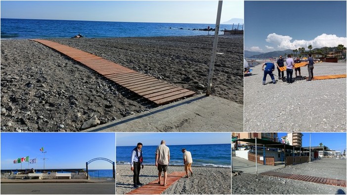 Vallecrosia sempre più inclusiva, l'associazione Marinai realizza e posiziona passatoia per spiaggia (Foto e video)