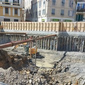 Sanremo: cantiere di piazza Eroi, si continua a scavare ed entro fine maggio si arriva a -5,5 metri (Foto)
