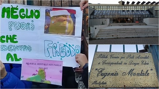 Bordighera, “meglio fuori che dentro al freddo”: studenti del Montale non entrano in classe (Foto e video)