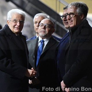 Benvenuto a Sanremo, Presidente! Sergio Mattarella accolto all'Ariston dal Sindaco Alberto Biancheri (Foto)