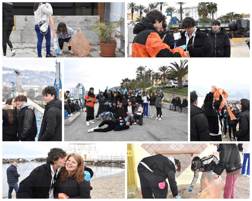 Sanremo: una cinquantina di giovanissimi spronati da 7 influencer per pulire le spiagge dell'Imperatrice (Foto e Video)