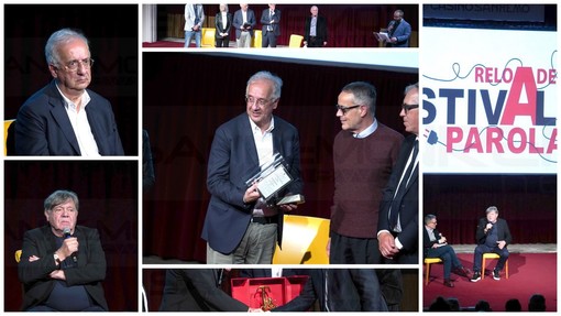 Sanremo: Walter Veltroni e Beppe Carletti premiati ieri dal sindaco al 'Festival della Parola' al Casinò (Foto)