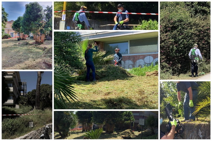 Imperia: didattica e servizio, pulite le aiuole del ‘Ruffini’ grazie al corso per giardinieri del ‘Centro Pastore’ (Foto)