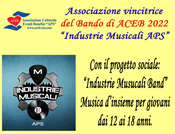 Bando ACEB 2022 all'associazione Industrie Musicali APS di Vallecrosia