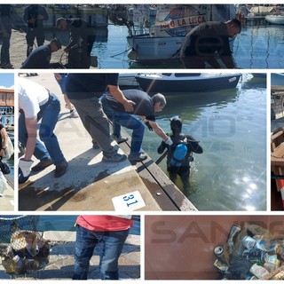 Sanremo: operazione 'Fondali puliti', nel porto migliora l'educazione all'ambiente. Pochi i rifiuti trovati (Foto e Video)