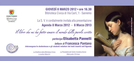 Sanremo: giovedì, per la Festa della Donna, la presentazione dell'agenda '8 marzo 2012 – 8 marzo 2013'