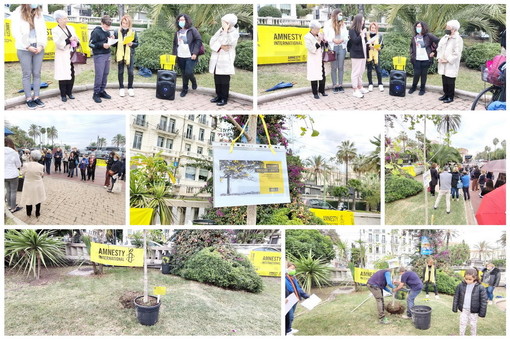 Sanremo: piantato questa mattina in piazzale Dapporto l'albero dei diritti grazie ad Amnesty International (Foto e Video)