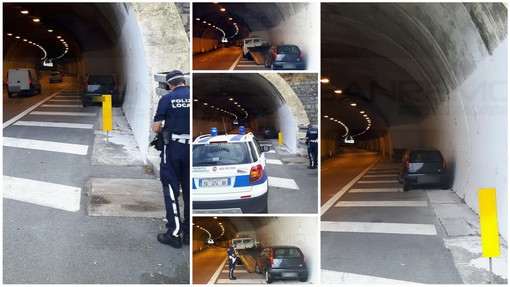 Sanremo: auto abbandonata da 15 giorni in Aurelia Bis, alla fine intervengono gli agenti della Municipale (Foto)