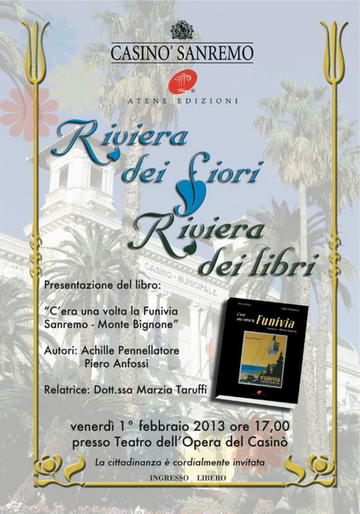 Sanremo: si apre venerdì prossimo al Casinò 'Riviera dei fiori, Riviera di… libri'