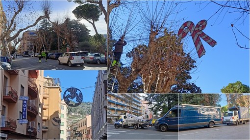 Ventimiglia, luminarie di Natale lungo le vie della città: al via la rimozione (Foto e video)