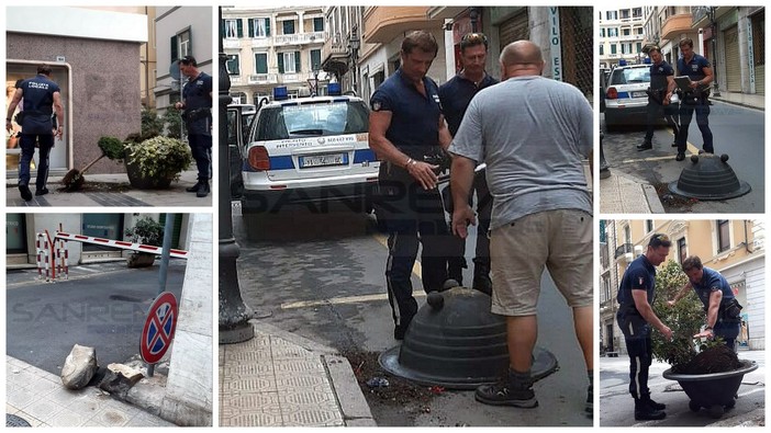 Sanremo: raid vandalico notturno in pieno centro, rovesciate le fioriere e sradicate le piante (Foto)