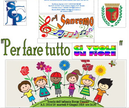 Sanremo: domani pomeriggio i bimbi della materna di Borgo Tinasso nella recita di fine anno