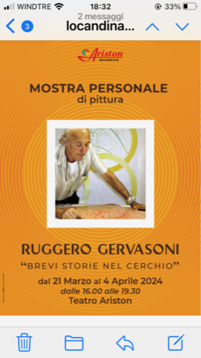 Sanremo, approda all'Ariston la mostra di Euggero Gervasoni: &quot;Brevi storie nel cerchio&quot;