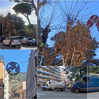 Ventimiglia, luminarie di Natale lungo le vie della città: al via la rimozione (Foto e video)