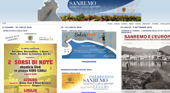 La grafica attuale di “Sanremomanifestazioni” non regge il confronto con altre realtà turistiche