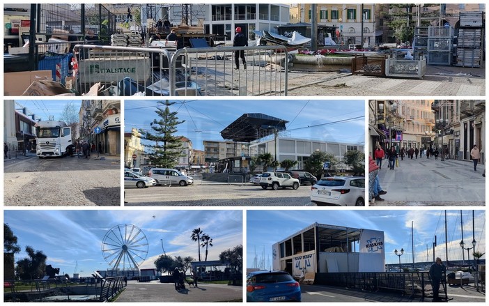 Festival di Sanremo 2024: in città si 'sbaracca', via Matteotti quasi liberata, tempi più lunghi per il palco (Foto)