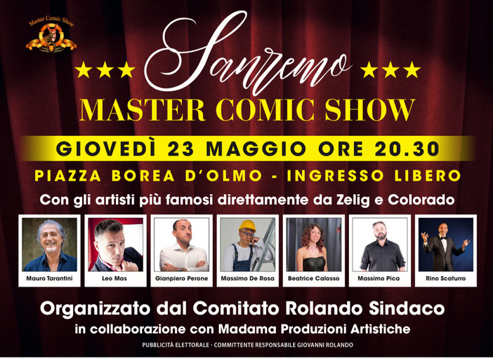 Il Comitato Rolando Sindaco organizza il “Sanremo Master Comic Show”