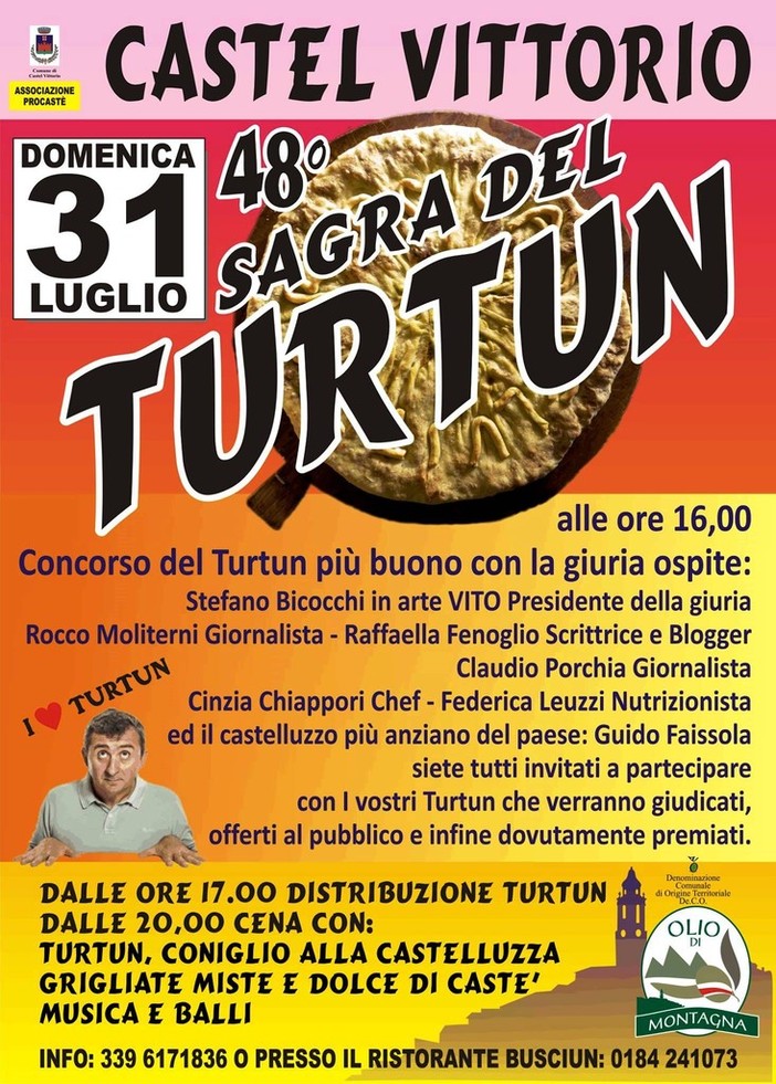 Castelivittorio: domenica 31 luglio una giornata all’insegna della buona cucina e dell’allegria con la 'Sagra del Turtun'