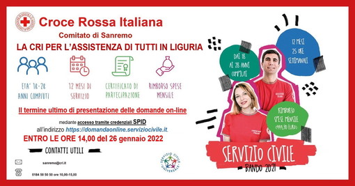 Sanremo: prorogato al 9 marzo il bando per il Servizio Civile Universale alla Croce Rossa Italiana