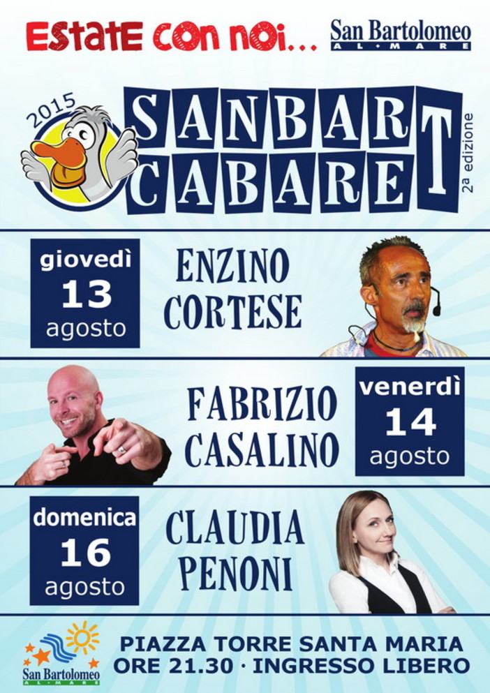 'Per San Bart Cabaret' questa sera Enzino Cortese: inizia la Rassegna che propone tre spettacoli da oggi a domenica