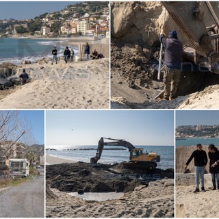 Causa civile per lo sfioratore di Arma di Taggia: escavatore trova il vecchio tubo sotto le spiagge (Foto e Video)